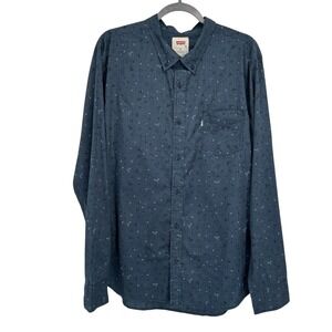 Levi's Men's Long Sleeve Button Up Shirt‎ XL Dark Blue Floral Print